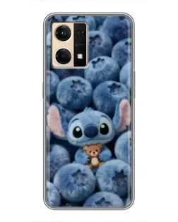 Чехол для OPPO Reno7 4G с картинкой «Стич и голубика» Чехол для OPPO Reno7 4G с картинкой «Стич и голубика»