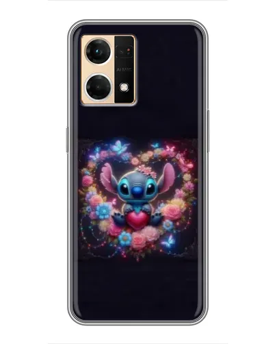 Чехол для OPPO Reno7 4G с картинкой «Stitch в цветах» Чехол для OPPO Reno7 4G с картинкой «Stitch в цветах»