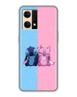Чехол для OPPO Reno7 4G с картинкой «Stitch и Angel Love» Чехол для OPPO Reno7 4G с картинкой «Stitch и Angel Love»