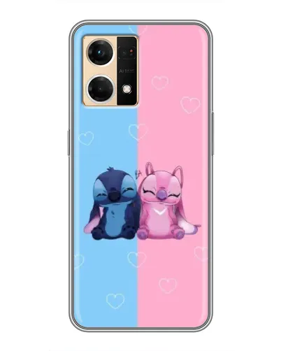 Чехол для OPPO Reno7 4G с картинкой «Stitch и Angel Love» Чехол для OPPO Reno7 4G с картинкой «Stitch и Angel Love»