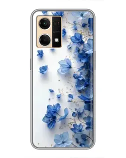 Чехол для OPPO Reno7 4G с картинкой «Голубой цветочный каскад» Чехол для OPPO Reno7 4G с картинкой «Голубой цветочный каскад»