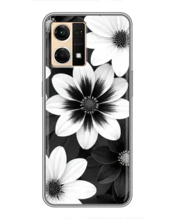 Чехол для OPPO Reno7 4G с картинкой «Монохромные астры» Чехол для OPPO Reno7 4G с картинкой «Монохромные астры»