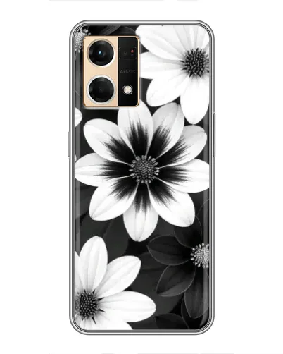 Чехол для OPPO Reno7 4G с картинкой «Монохромные астры»