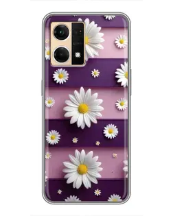 Чехол для OPPO Reno7 4G с картинкой «Ромашки на фиолетовом» Чехол для OPPO Reno7 4G с картинкой «Ромашки на фиолетовом»
