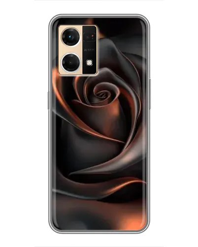 Чехол для OPPO Reno7 4G с картинкой «Шелковая черная роза»