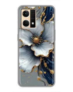 Чехол для OPPO Reno7 4G с картинкой «Белый цветок и золотой флюид» Чехол для OPPO Reno7 4G с картинкой «Белый цветок и золотой флюид»
