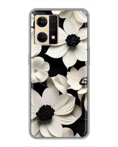 Чехол для OPPO Reno7 4G с картинкой «Объемные белые цветы»