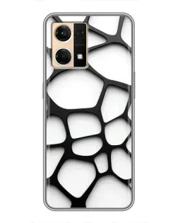 Чохол для OPPO Reno7 4G з картинкою «Біла об'ємна сітка»