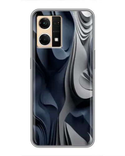 Чехол для OPPO Reno7 4G с картинкой «Объемные синие складки»