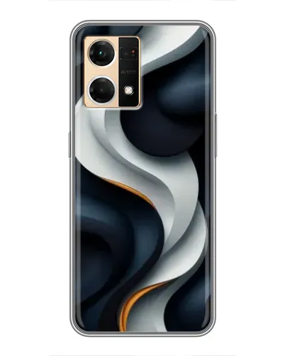 Чехол для OPPO Reno7 4G с картинкой «Объемные черно-белые ленты»
