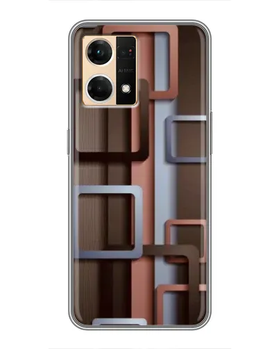 Чехол для OPPO Reno7 4G с картинкой «Коричневые объемные квадраты»