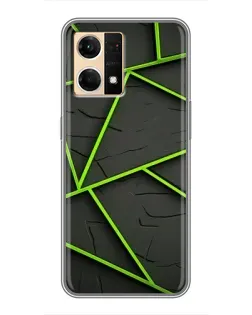 Чехол для OPPO Reno7 4G с картинкой «Зеленые геометрические линии»