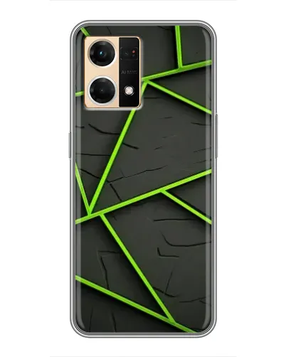 Чехол для OPPO Reno7 4G с картинкой «Зеленые геометрические линии»