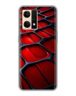 Чехол для OPPO Reno7 4G с картинкой «Красная глянцевая сетка»