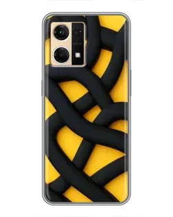 Чехол для OPPO Reno7 4G с картинкой «Черное желтое переплетение»