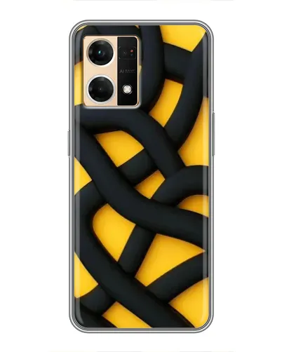 Чехол для OPPO Reno7 4G с картинкой «Черное желтое переплетение»