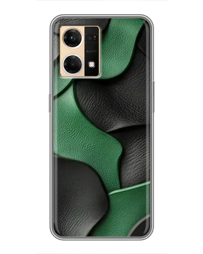Чехол для OPPO Reno7 4G с картинкой «Зеленые кожаные волны»