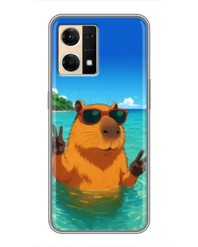 Чехол для OPPO Reno7 4G с картинкой «Морская капибара»