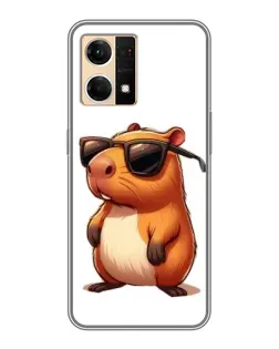 Чехол для OPPO Reno7 4G с картинкой «Капибара в очках»