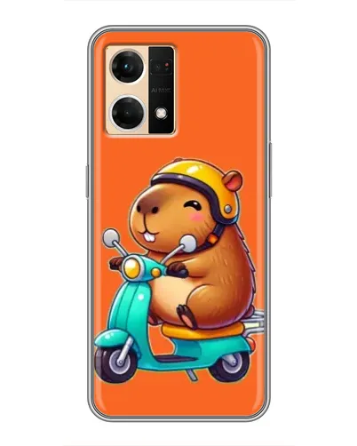 Чехол для OPPO Reno7 4G с картинкой «Капибара на скутере»