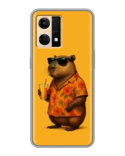 Чехол для OPPO Reno7 4G с картинкой «Капибара на отдыхе»