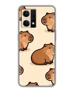 Чехол для OPPO Reno7 4G с картинкой «Паттерн милых капибар»
