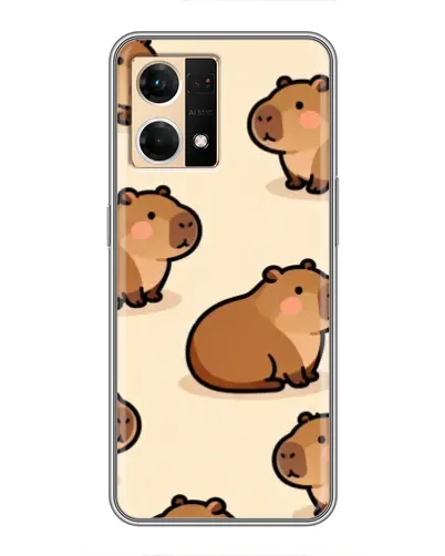 Чехол для OPPO Reno7 4G с картинкой «Паттерн милых капибар»