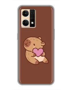 Чехол для OPPO Reno7 4G с картинкой «Капибара с сердцем»