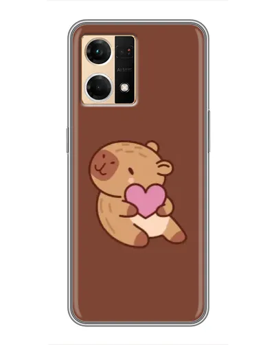 Чехол для OPPO Reno7 4G с картинкой «Капибара с сердцем»