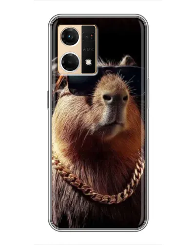 Чехол для OPPO Reno7 4G с картинкой «Капибара золотая цепь»