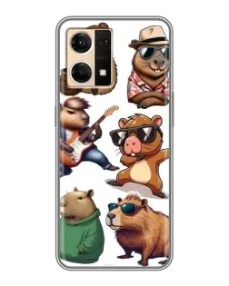Чехол для OPPO Reno7 4G с картинкой «Крутые капибары музыканты»