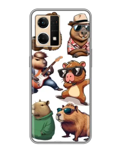 Чехол для OPPO Reno7 4G с картинкой «Крутые капибары музыканты»