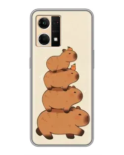Чехол для OPPO Reno7 4G с картинкой «Башня из капибар»
