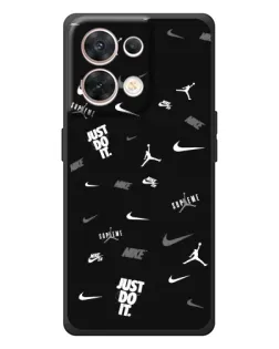 Чехол для OPPO Reno 8 5G с картинкой «Nike Black Pattern»