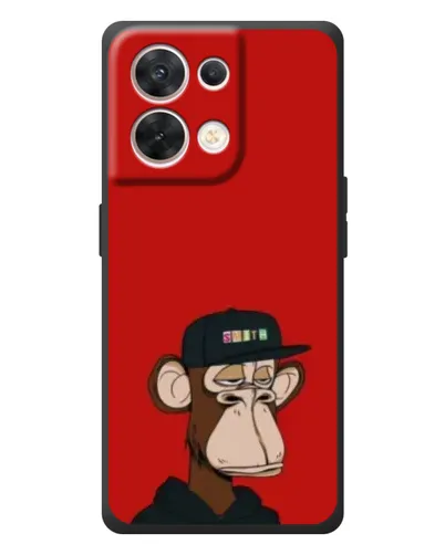 Чехол для OPPO Reno 8 5G с картинкой «Bored Ape — красный фон»