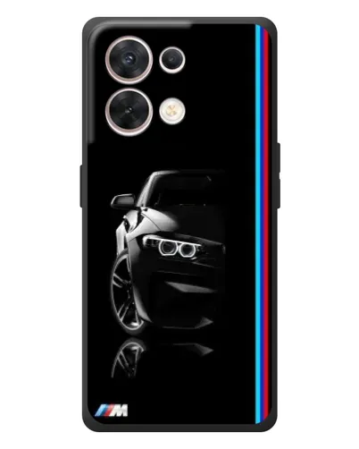 Чехол для OPPO Reno 8 5G с картинкой «Силуэт BMW в темноте»