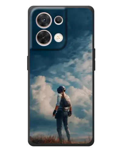 Чехол для OPPO Reno 8 5G с картинкой «Герой PUBG на скале»