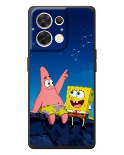 Чехол для OPPO Reno 8 5G с картинкой «Губка Боб и Патрик ночью»