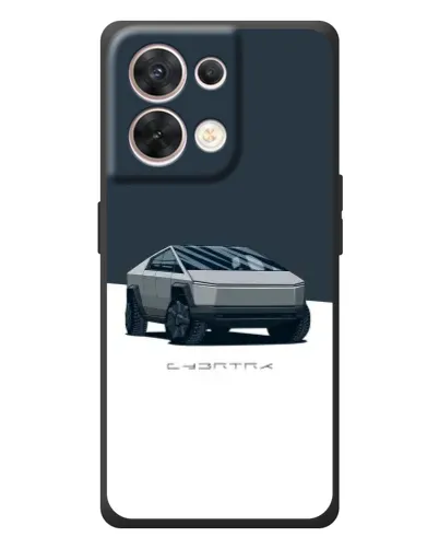 Чехол для OPPO Reno 8 5G с картинкой «Серебристый Cybertruck Tesla»