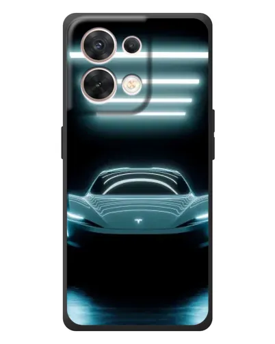 Чехол для OPPO Reno 8 5G с картинкой «Tesla в неоне»