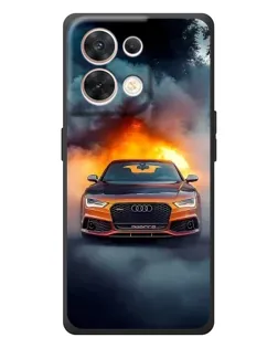 Чехол для OPPO Reno 8 5G с картинкой «Audi в огненном дыму»