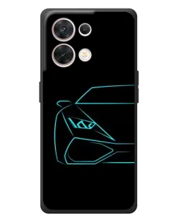 Чехол для OPPO Reno 8 5G с картинкой «Голубой силуэт Lamborghini»