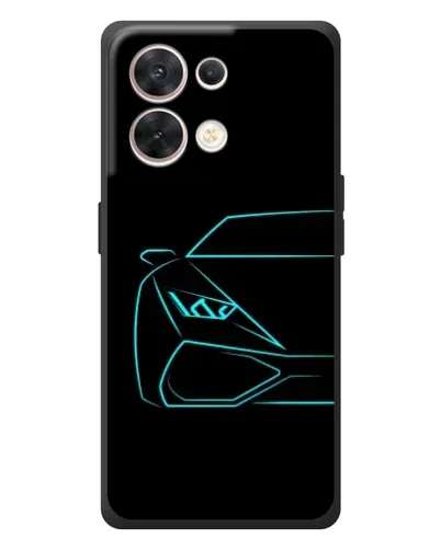 Чехол для OPPO Reno 8 5G с картинкой «Голубой силуэт Lamborghini»