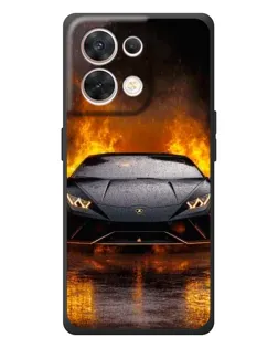 Чехол для OPPO Reno 8 5G с картинкой «Lamborghini в огне»