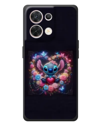 Чехол для OPPO Reno 8 5G с картинкой «Stitch в цветах»