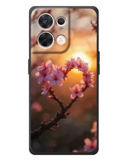Чехол для OPPO Reno 8 5G с картинкой «Розовый цвет сердце на фоне заката» Чехол для OPPO Reno 8 5G с картинкой «Розовый цвет сердце на фоне заката»