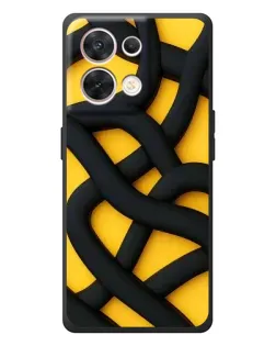 Чехол для OPPO Reno 8 5G с картинкой «Черное желтое переплетение»