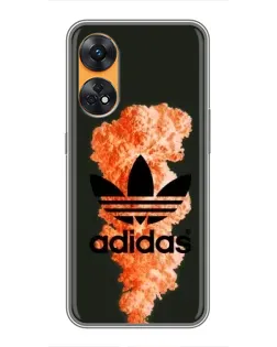 Чехол для OPPO Reno 8T с картинкой «Оранжевый дым Adidas»