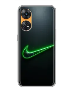 Чехол для OPPO Reno 8T с картинкой «Неоновый контур Nike»