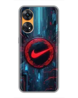 Чехол для OPPO Reno 8T с картинкой «Техногенный стиль Nike»